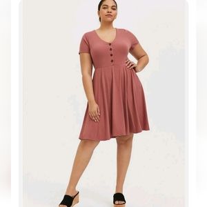 Torrid mini rib button-down skater rose pink dress size 2